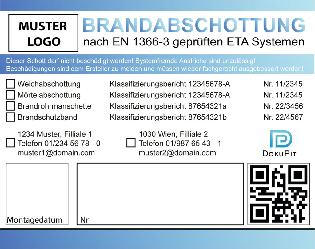 Kennzeichnungsschild Brandabschottung DokuPit